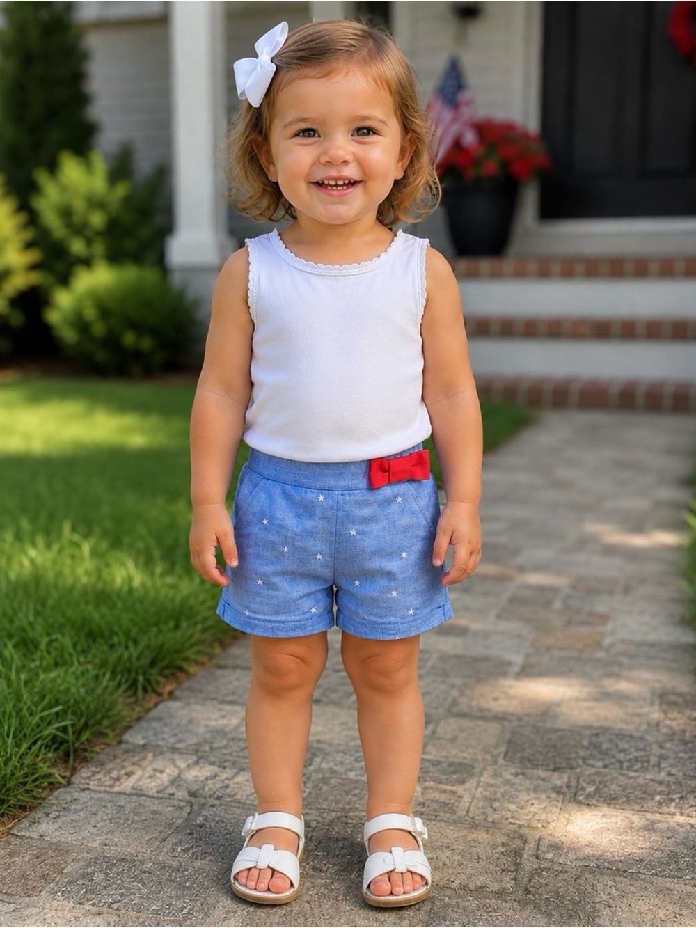 Janie and Jack Girls Sky Star Shorts
